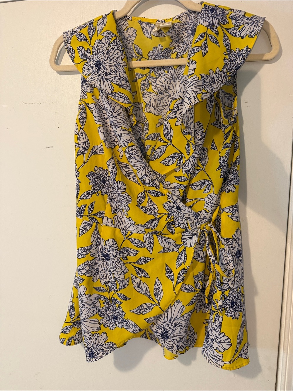 Yellow Floral Wrap blouse  -
